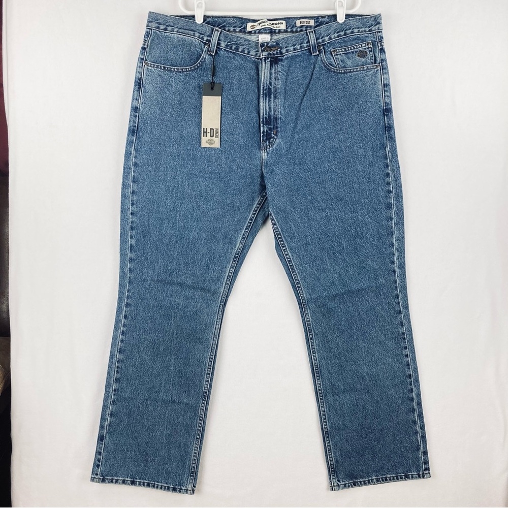 Harley-Davidson Men’s Blue Denim Jeans Size 44X32 Boot Cut 100% Cotton NWT